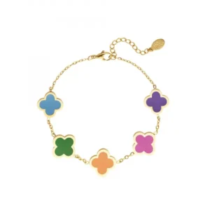 Clover bracelet — detail van de gekleurde klavers