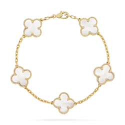 Witte Celine klaver armband van stainless steel, 18k gold plated