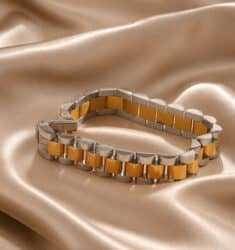 Lumiere bracelet — detail van de two-tone schakels