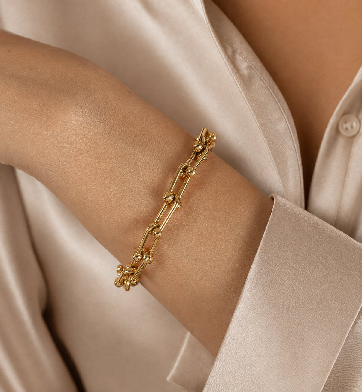 Geometrische schakelarmband Victoria van 18k verguld stainless steel