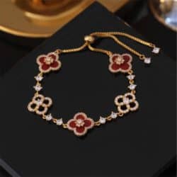 Klaver armband bloem - rood