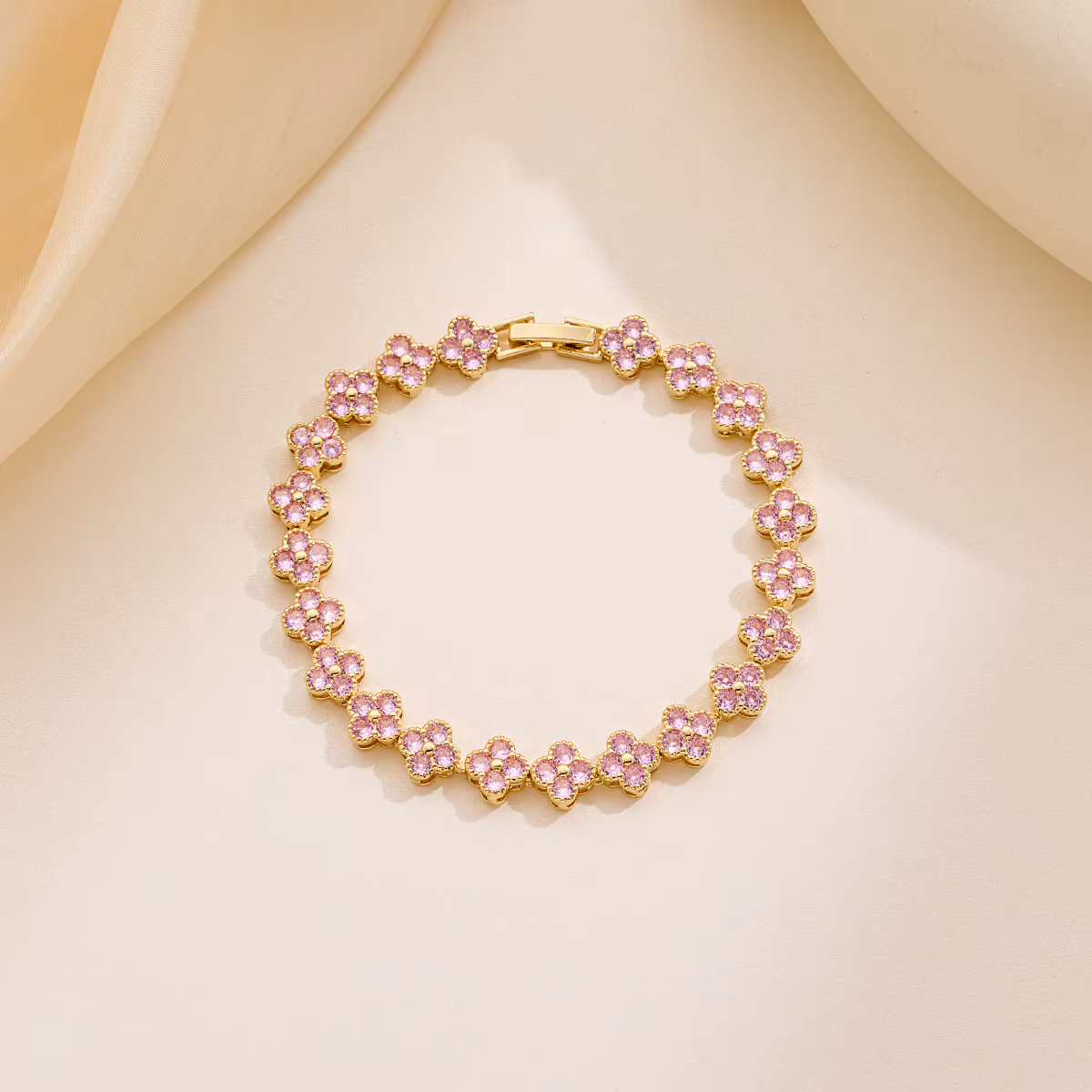 Mini klaver armband - roze