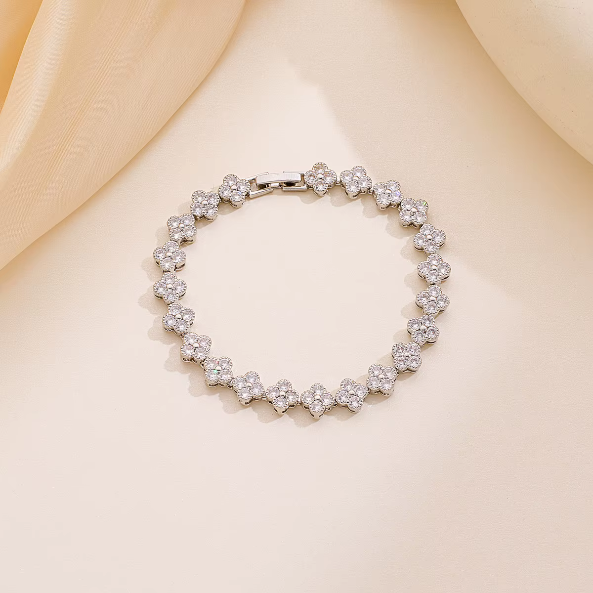 Mini klaver armband - zilver
